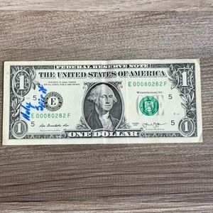 $1 Bill Washington 2013 Low Serial Fancy Number $ 1 One Dollar 00080282 US Money